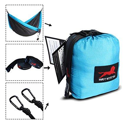 Honest Outfitters Single & Double Camping Hammock With Hammock Tree Straps,Portable Parachute Nylon Hammock for Backpacking travel