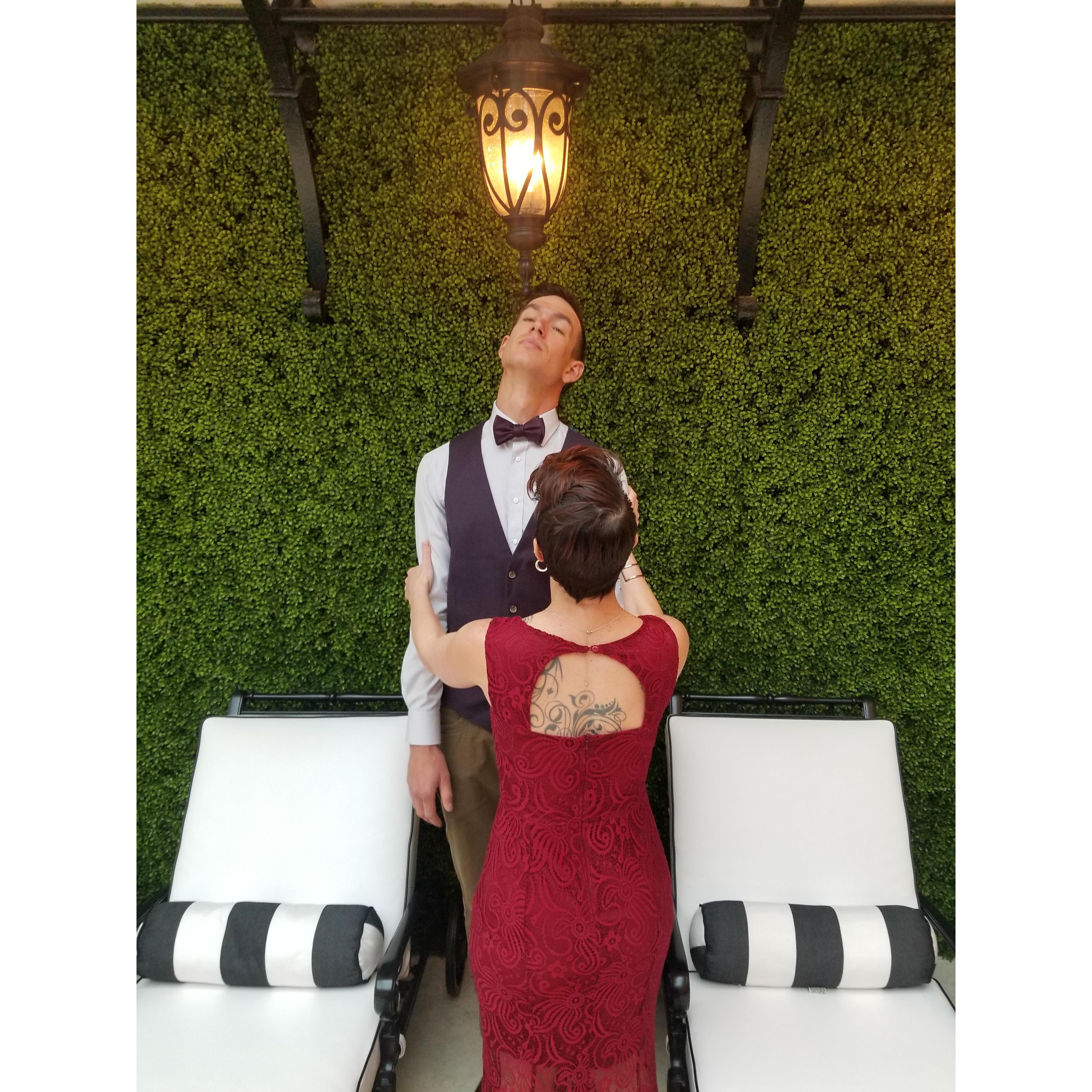 Annoying Chris with photo opportunities at a family wedding in Virginia Beach, 2019