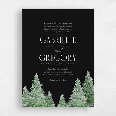 Green Wedding Invitation - Balsam Portrait