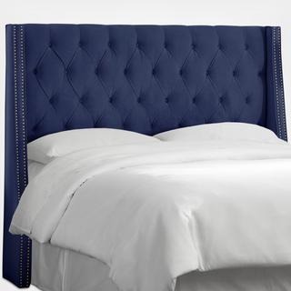 Velvet Nail Button Tufted Wingback Headboard