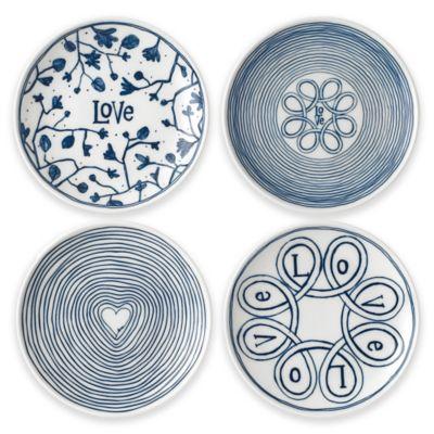 ED Ellen DeGeneres Crafted by Royal Doulton® 4-Piece "Love" Mini Tapas Plates Set in Blue