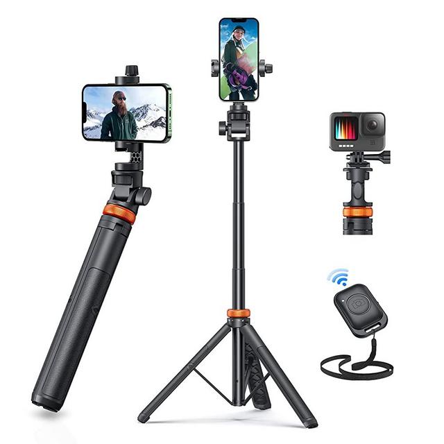 𝗡𝗲𝘄𝗲𝘀𝘁 62" Phone Tripod, EUCOS Selfie Stick Tripod with Remote, Upgraded iPhone Tripod Stand & Travel Tripod, Solidest Cell Phone Tripod Compatible with iPhone 14/13/12 Pro Max/Samsung/GoPro/DJI