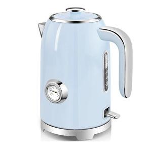 SUSTEAS Electric Kettle - 57oz Hot Tea Kettle Water Boiler with Thermometer, 1500W Fast Heating Stainless Steel Tea Pot, Cordless with LED Indicator, Auto Shut-Off & Boil Dry Protection, Blue