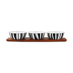 Set of Three Striped Bowls with Display Board