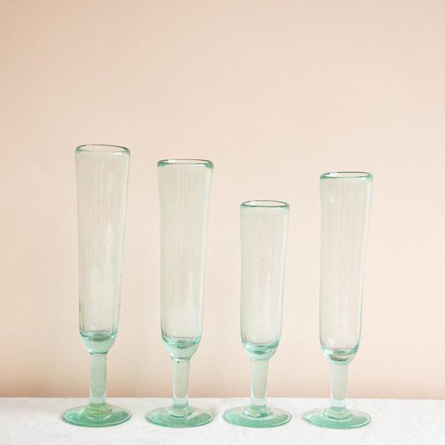 Recycled Glass Champagne Flutes