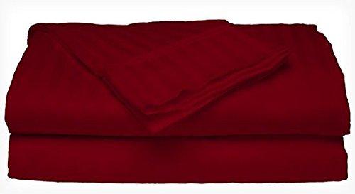 Crystal Trading 4-Piece Bed Sheet Set - Dobby Stripe - 100% Cotton Sateen - 250 Thread Count (King, Burgundy)