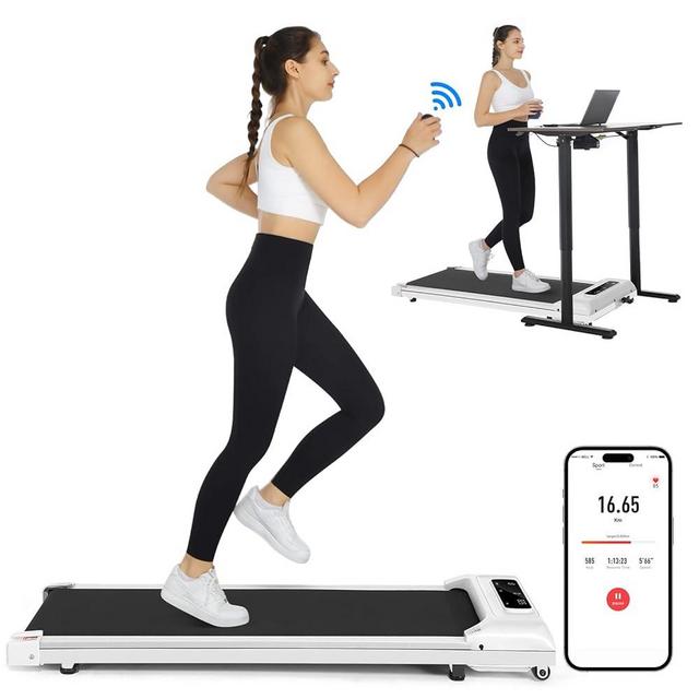 Walking Pad Treadmill, 2.5HP Under Desk Treadmill Portable, Desk Treadmill for Office Under Desk, Walking Treadmill Electric Quiet for Home/Apartment/Flat with Remote Control and LED Dispaly