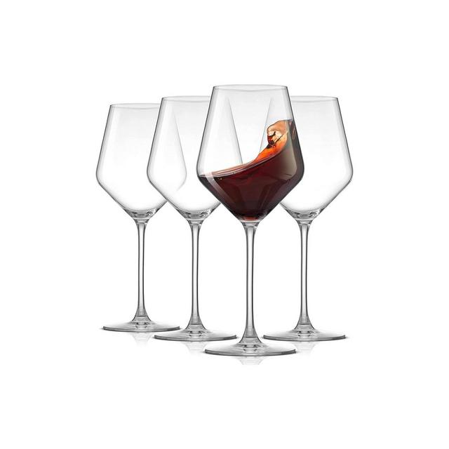 JoyJolt Layla Red Wine Glasses - Set of 4 Wine Lead-Free Crystal Wine Glass Set - 17 oz