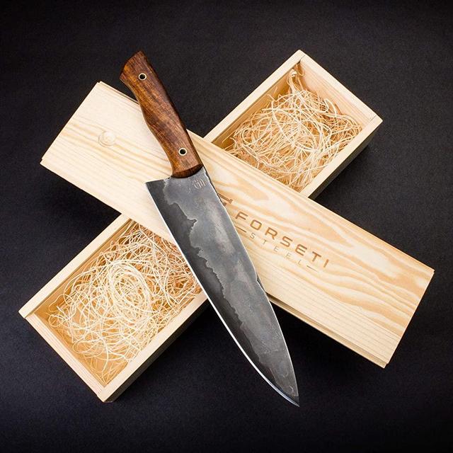 Forseti Steel Kodiak 8" San Mai Steel Chef Knife with Wood Handle