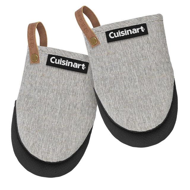 Cuisinart Heritage Mini Oven Mitts – 5.5” x 7” Heat-Resistant Kitchen Mitts for Oven with Non-Slip Neoprene Palm, Cotton Filling, and Faux Leather Loop – Durable Oven Mitt Set for Cooking & Baking