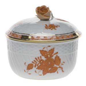 Herend Chinese Bouquet Rust Covered Sugar Bowl, Large