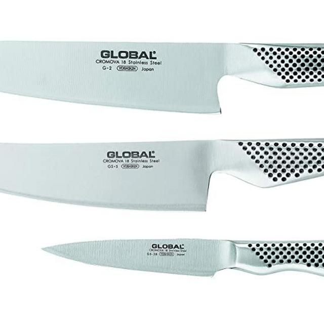 Global 3 Piece Set with Chef's, Vegetable and Paring Knife, 1 pack, Stainless Steel