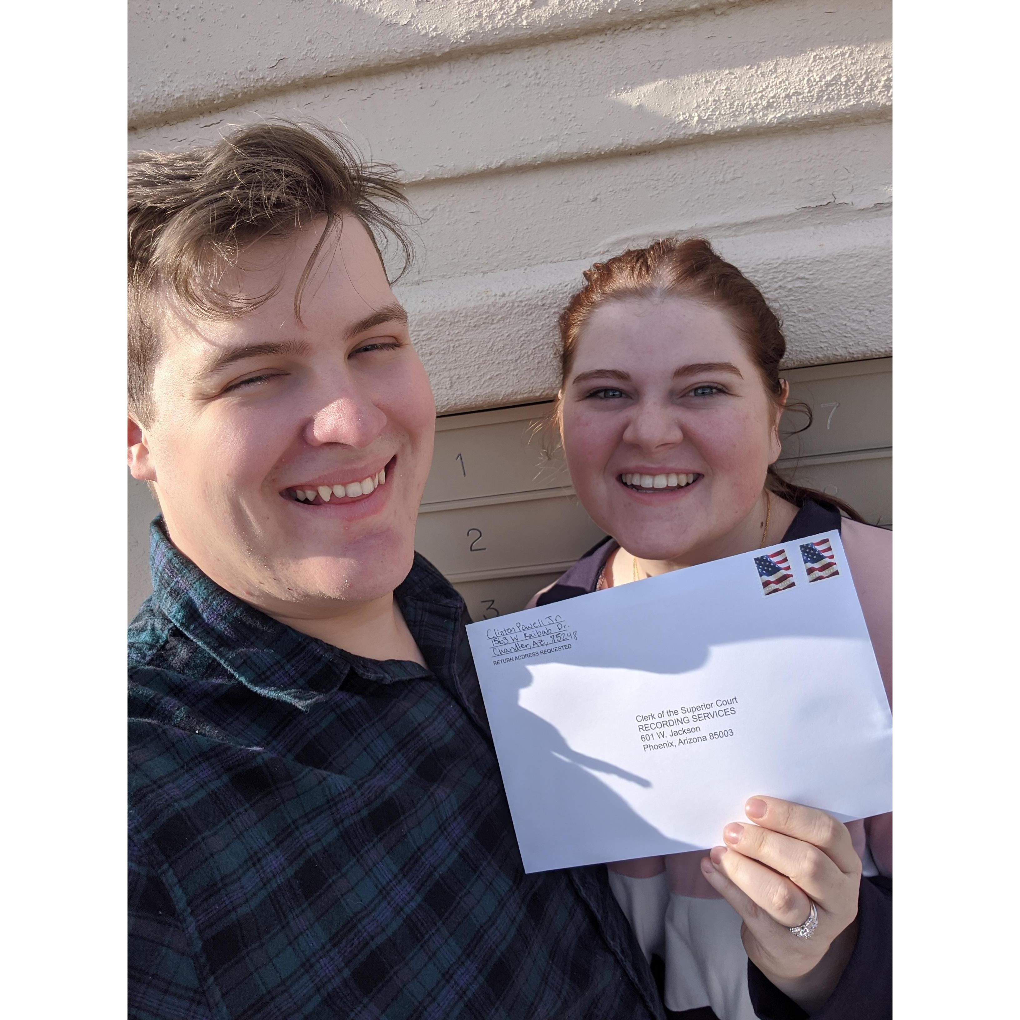 Mailing Our Marriage License - December 31st, 2019