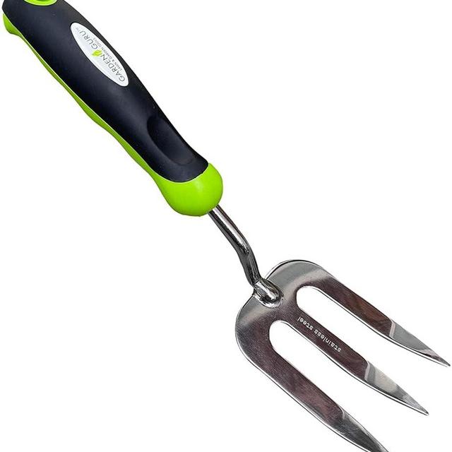 Garden Guru Stainless Steel Hand Weeder Fork Tool – Rust Resistant Stainless Steel – Ergonomic Handle – Great for Planting, Spreading Mulch, Weeding, Loosening & Transplanting Soil