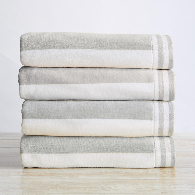 100% Cotton Cabana Striped 4 Pack Oversized Beach Towels - Great Bay Home .