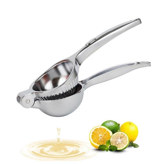 Agirlvct Lemon Squeezer, Heavy Duty Zinc Manual Lemon Juicer, Threaded Groove Fresh Small Oranges Limes Juicer Hand Press Manual Press for Home Restaurant Kitchen Accessories Utensils(Sliver)