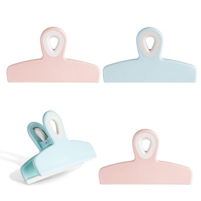 COOK WITH COLOR Chip Bag Clips Set of 4- Food Clips, 5 Inches Heavy Duty Chip Clips, Large Bag Clips for Food Storage with Air Tight Seal Grip for Bread Bags, Snack Bags and Food Bags (Bright Colors)