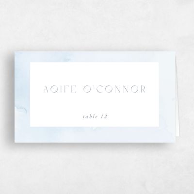 Blue Bordered Wedding Place Card - Beaux-Arts
