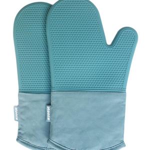 Silicone Oven Mitts - Heat Resistant to 500° F,1 Pair of Non-Slip Kitchen Oven Gloves for Cooking,Baking,Grilling,Barbecue Potholders,Teal - Honla