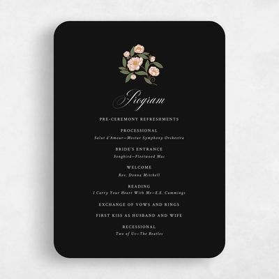 Black Rounded Wedding Program - Beatrice