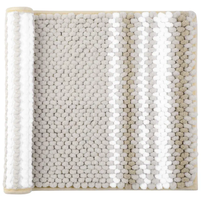 PiccoCasa Chenille Bathroom Rug Non-Slip Mat Soft Absorbent Bone 17"x24"