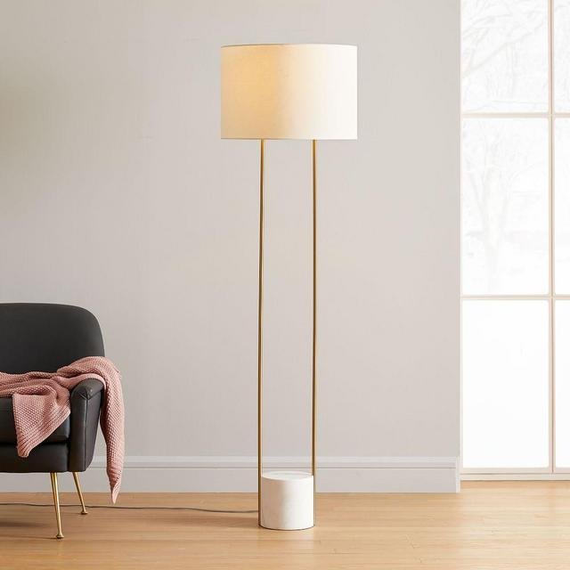 Industrial Outline Floor Lamp, Marble + Antique Brass
