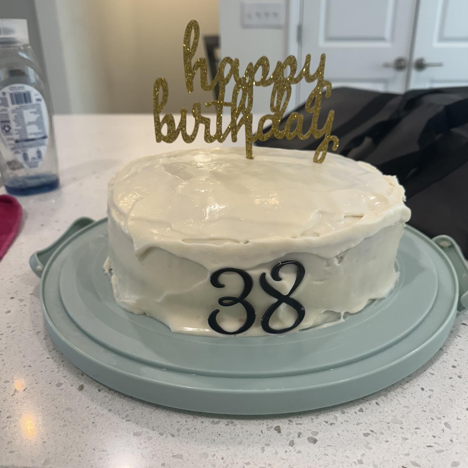 Adrienne baked Antonio a homemade vegan carrot cake for his birthday—because nothing says love like cake made from scratch! 🥕🎂❤️