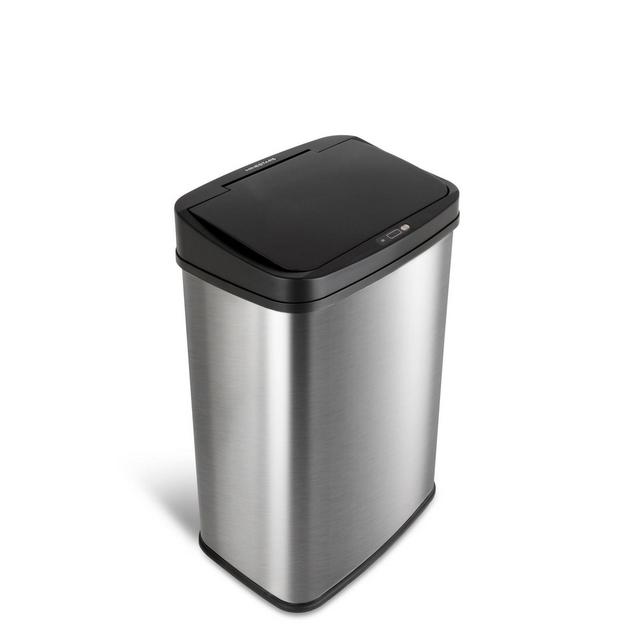 Nine Stars 13gal Motion Sensor Rectangular Shape Stainless Steel Trash Can Silver/Black