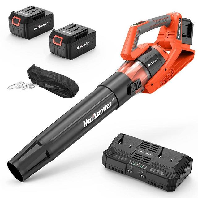 MAXLANDER Leaf Blower -40V Cordless Leaf Blower with Battery & Charger, 530CMF＆130MPH Electric Handheld Blower, Strong Power, Lightweight, for Yard Cleaning, Snow Blowing