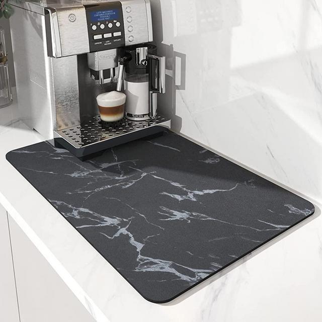 AMOAMI-Coffee Mat Hide Stain Rubber Backed Absorbent Dish Drying Mat for Kitchen Counter-Coffee Bar Accessories Fit Under Coffee Maker Coffee Machine Coffee Pot Espresso Machine Dish Rack12"x19"