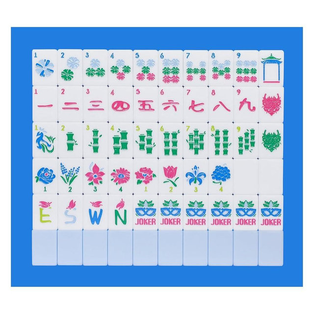 Jongyance American Mahjong Tile Set with Carrying Bag and Accessories, 160 Acrylic Engraved Mahjong Tiles(Light Blue