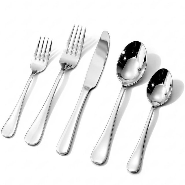 HIKAA 40-Piece Silverware Set for 8, 18/10 stainlesss Steel Flatware Set, Mirror Polished Cutlery Set, Dishwasher Safe Utensils for Home, Restaurant, Wedding Gift