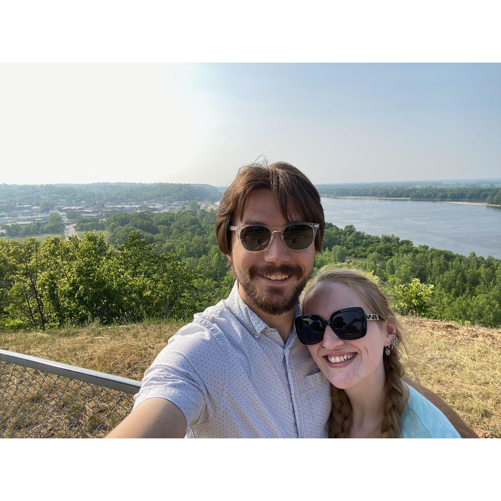Ethan's favorite photo. We were at Lover's Leap in Hannibal, Missouri!