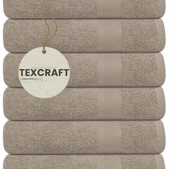 TEXCRAFT Large Bath Towel, Beige Cotton Terry Towels for Bathroom, Towel Set - Quick Dry - Highly Absorbent - Soft Feel - 24 x 50 Pack of 6 for Shower - Gym - Spa - Hand Towel for Daily Use