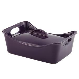 Meyer - Rachael Ray Stoneware 3-1/2-Quart Covered Rectangle Lasagna Casserole, Purple