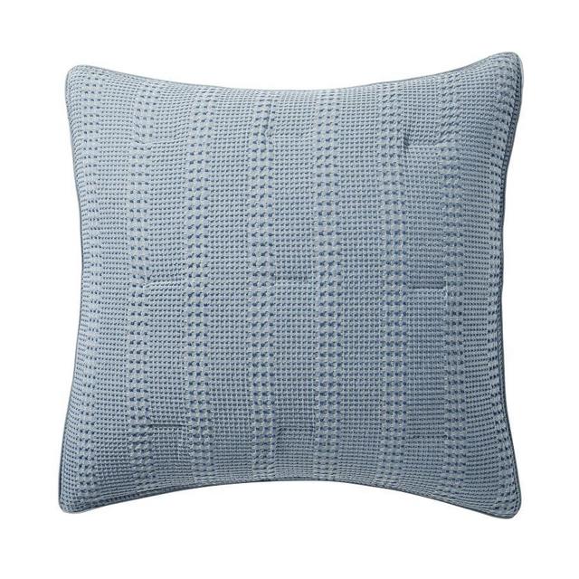 Honeycomb Cotton Comforter Sham, Euro, Chambray