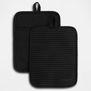 KITCHENAID Ribbed Soft Silicone Pot Holder 2-Pack Set, Matte Black