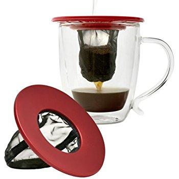 Primula Single Serve Coffee Brew Buddy – Nearly Universal Fit – Ideal for Travel – Eco-Friendly Reusable Fine Mesh Filter – Dishwasher Safe – Red