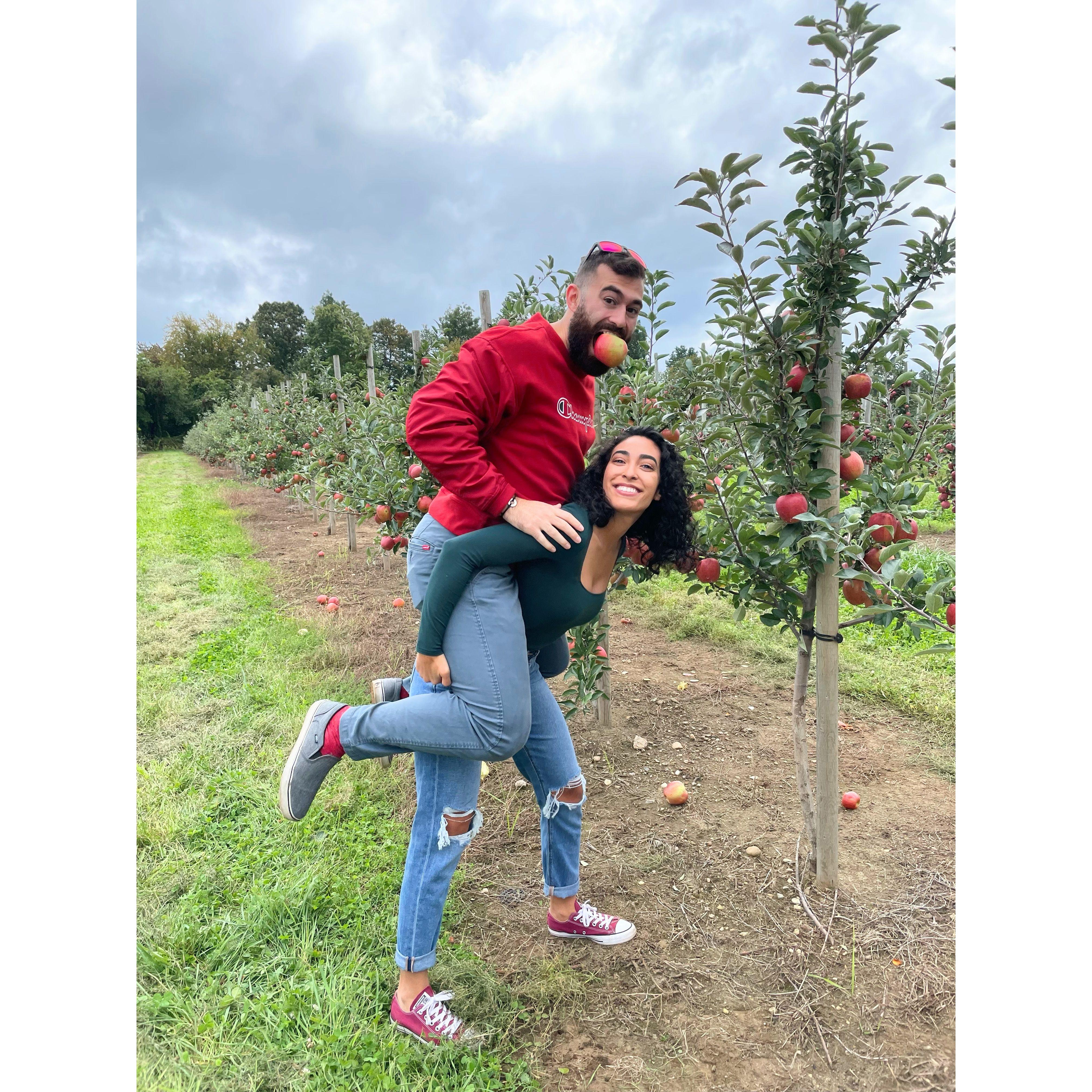 Chris dropped this apple on my head after our friend snapped this pic of us