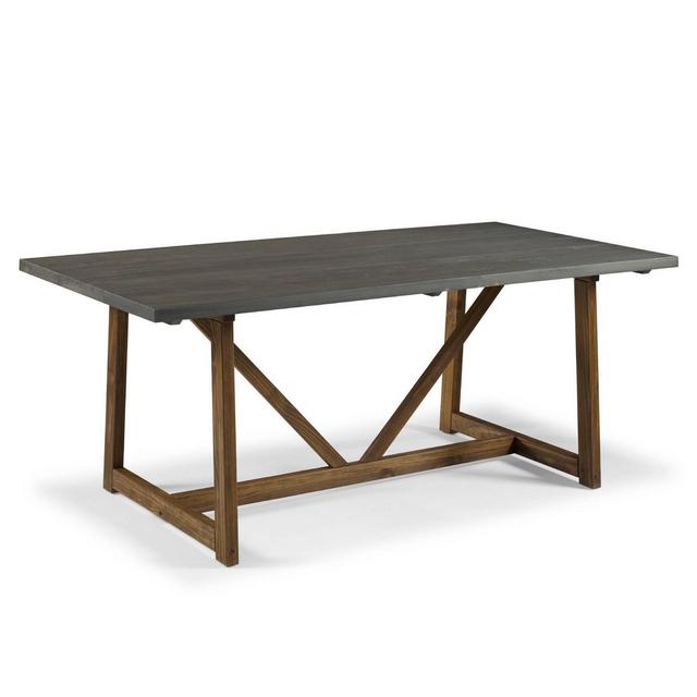72" Solid Wood Trestle Dining Table Gray/Brown - Saracina Home