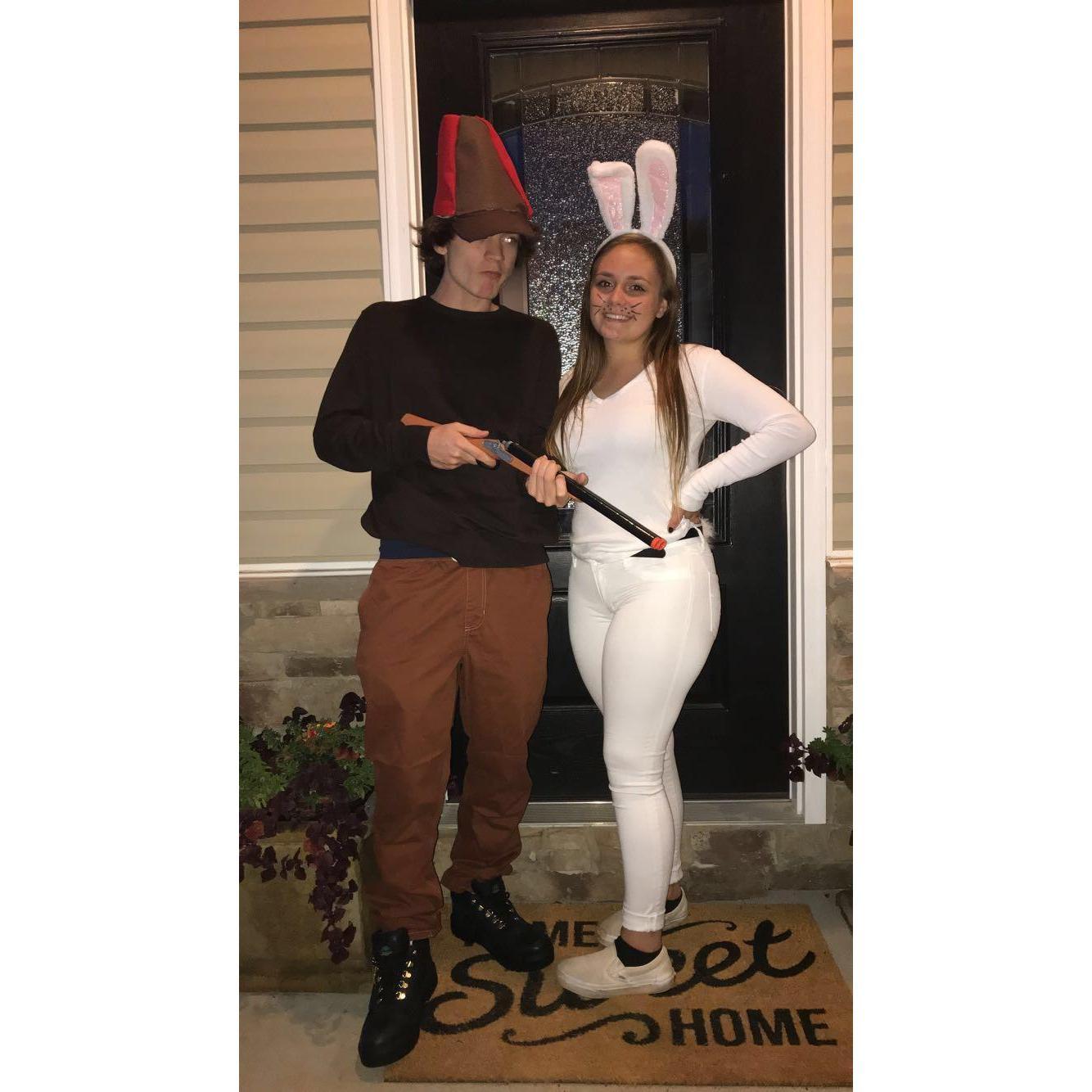 Halloween 2018! We were Elmer fudd and a rabbit!