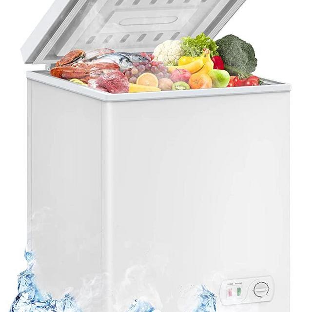 LifePlus 3.5 Cuft Compact Chest Freezer 7 Adjustable Temperature, Deep Freezer with Removable Basket, Top Open Door Freezer Upright for Apartment Home