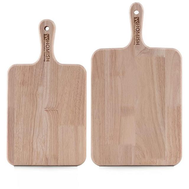 Wood Cutting Board for Kitchen Thick Chopping Board with Handles (Brown Rectangle, 16x9 & 14.5X8" /Set)