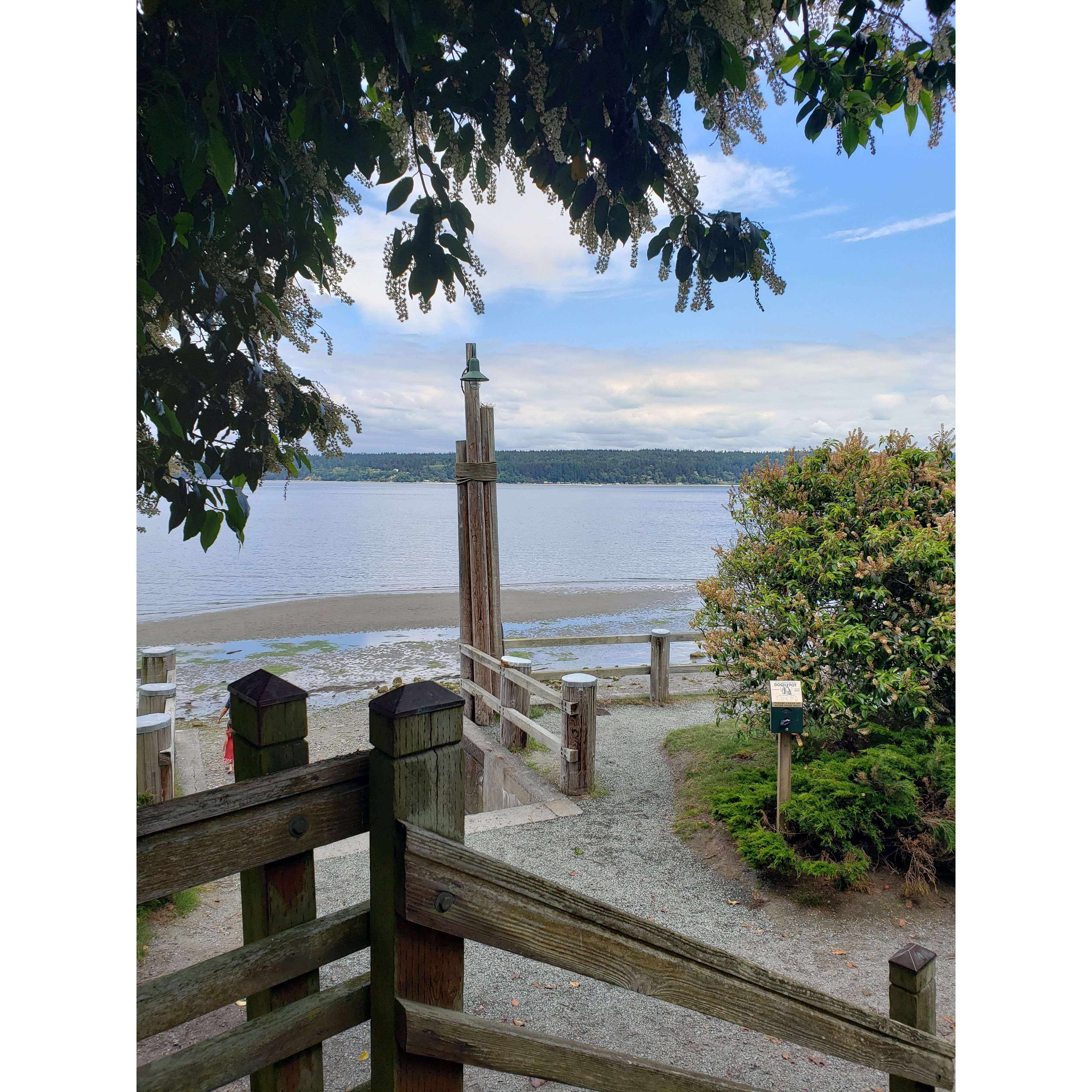 Walking down to the beach in Langley on Whidbey Island