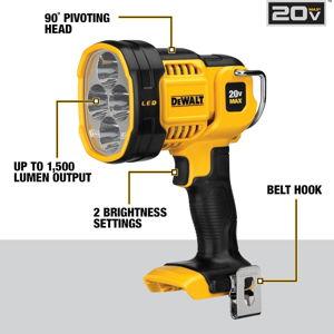 DEWALT 20V MAX LED Work Light, Handheld Spotlight with 508 Yard Distance, Pivoting Head, 1500 Lumens, Cordless, Battery Not Included (DCL043)