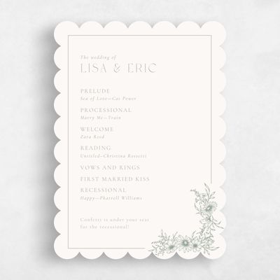 Beige Scalloped Wedding Program - Wiosna