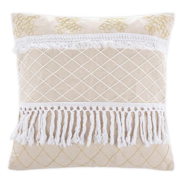 Safavieh Gurti Square Throw Pillow in White/Beige