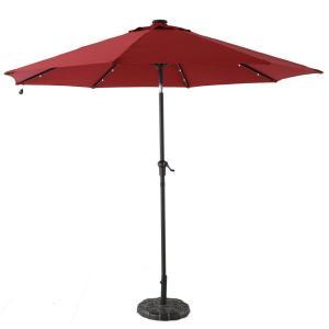 9 ft. Aluminum Solar Crank and Tilt Patio Umbrella in Chili