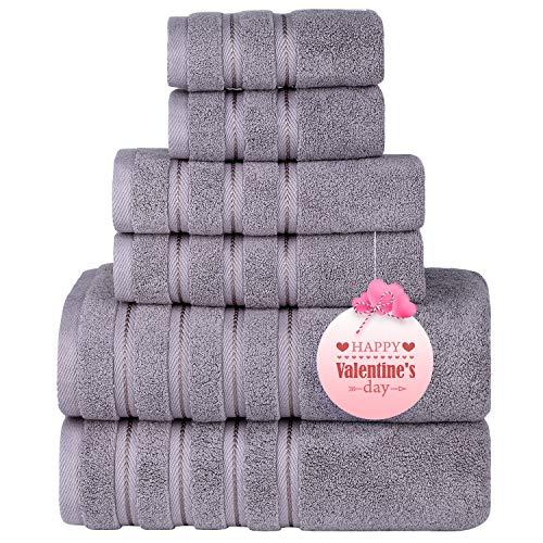 Luxury Turkish Towels Bathroom Sets Clearance 6 Piece Bath Towel Set 2 Bath Towels, 2 Hand Towels, 2 Washcloths, Super Soft Highly Absorbent Grey