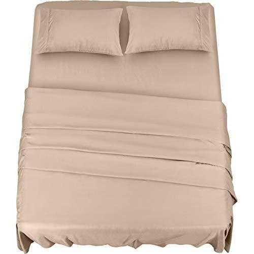 Utopia Bedding Bed Sheet Set - 4 Piece Queen Bedding - Soft Brushed Microfiber Fabric - Wrinkle, Shrinkage & Fade Resistant - Easy Care (Queen, Beige)